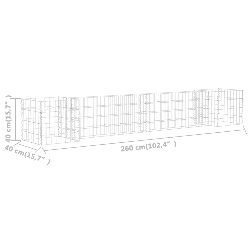 vidaXL Gabion Planter H-shaped 260x40x40 cm Steel Wire