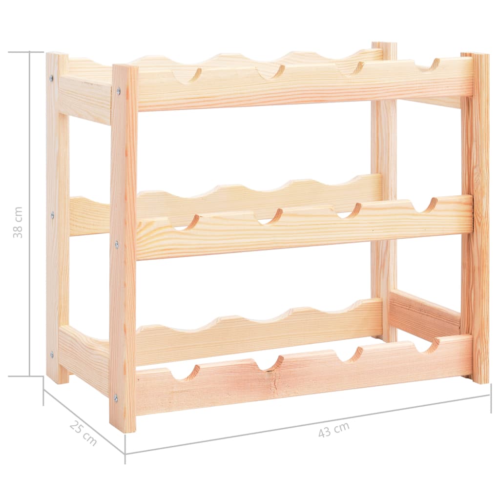 vidaXL Wine Rack for 12 Bottles Pine Wood
