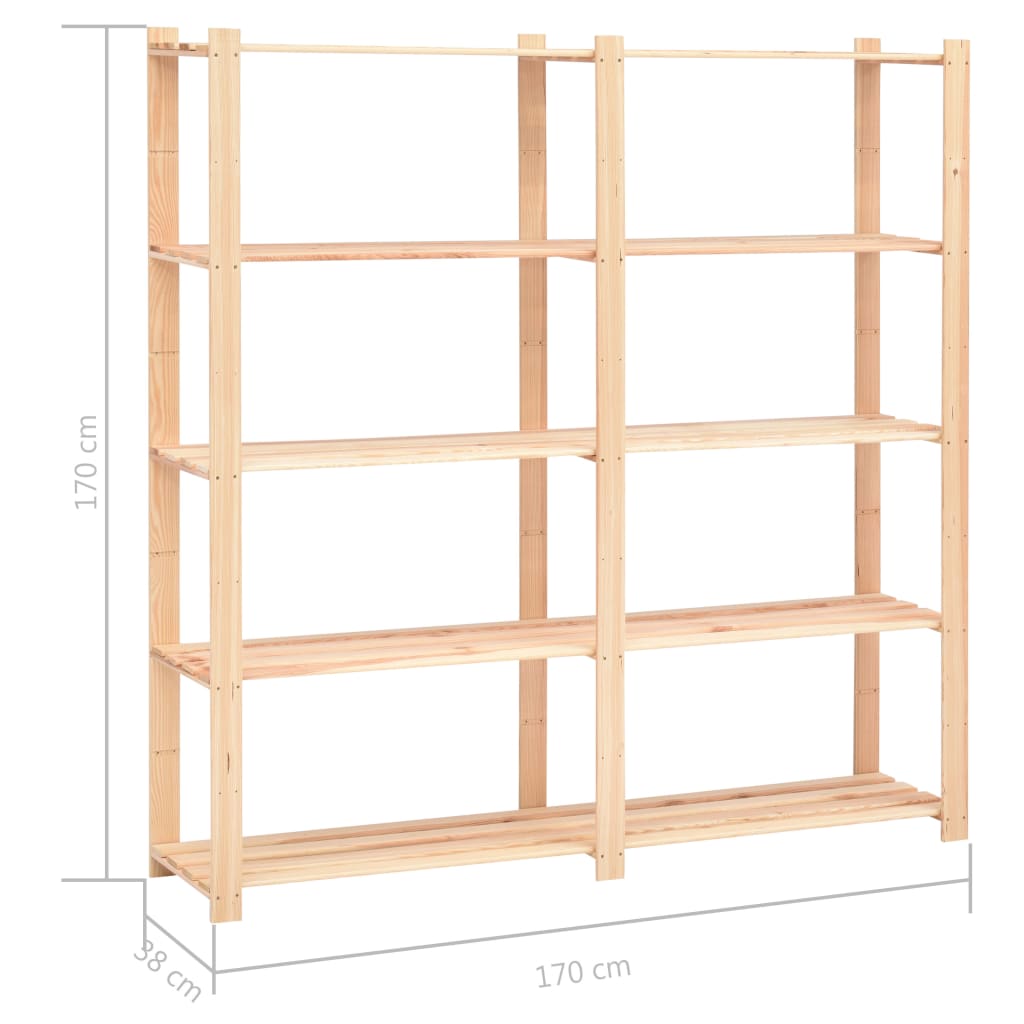 vidaXL Opbergrek 5-laags 170x38x170 cm massief grenenhout 500 kg