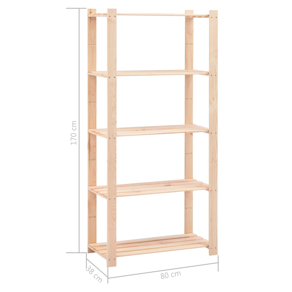 vidaXL Opbergrek 5-laags 80x38x170 cm massief grenenhout 250 kg