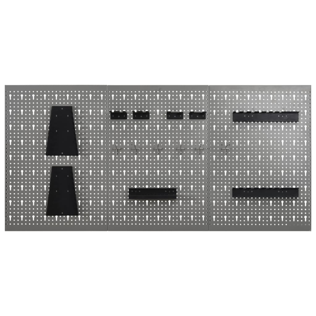 vidaXL Pegboard Wall-Mounted 3 pcs 40x58 cm Steel