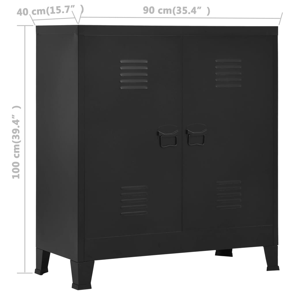 vidaXL Industrial Storage Cabinet 90x40x100 cm Steel Black
