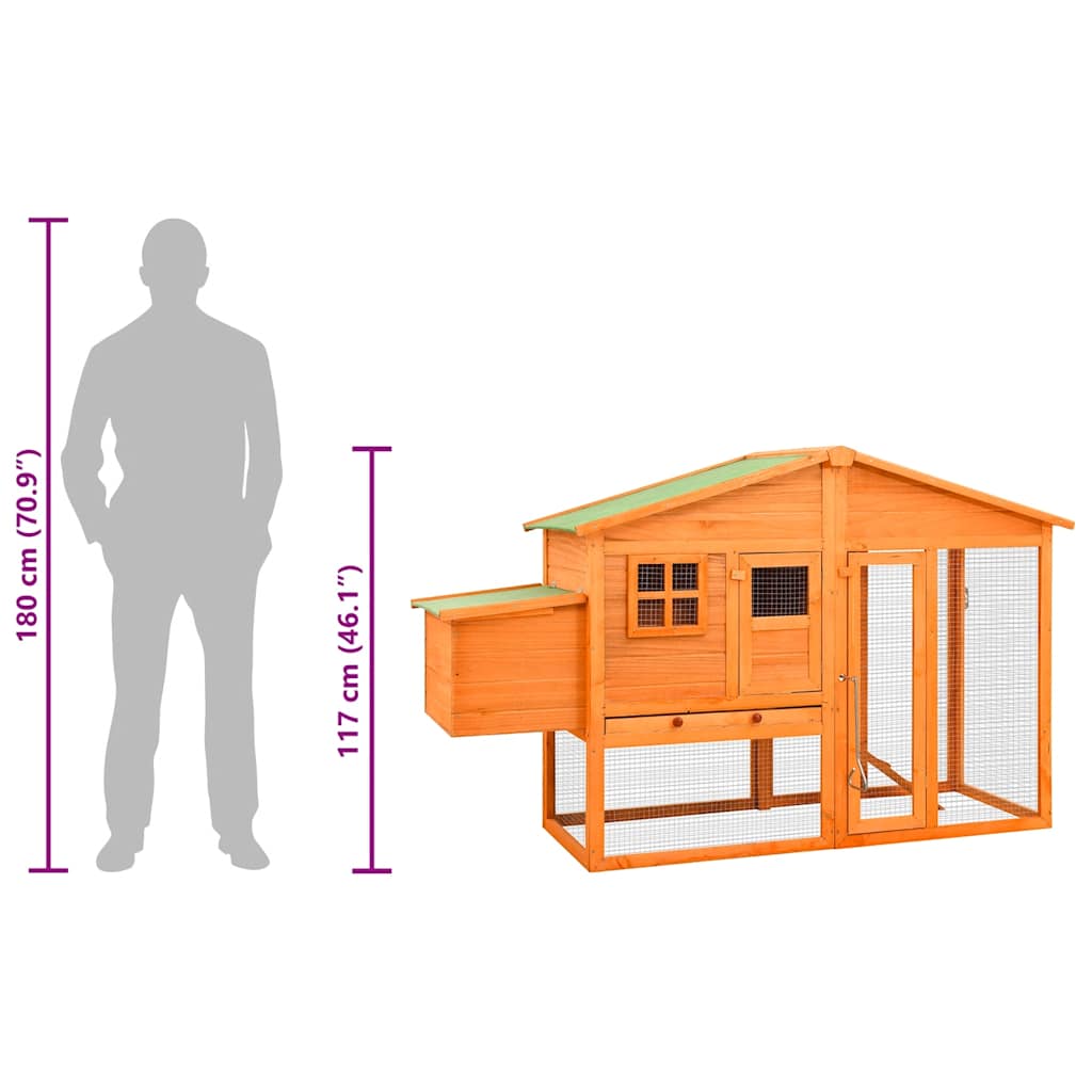 vidaXL Chicken Coop with Nest Box Solid Pinewood