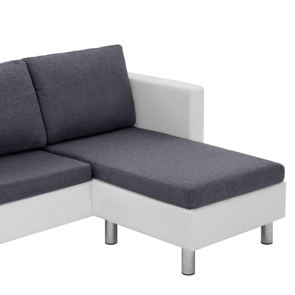 vidaXL Three-seater Sofa with Cushions Faux Leather White