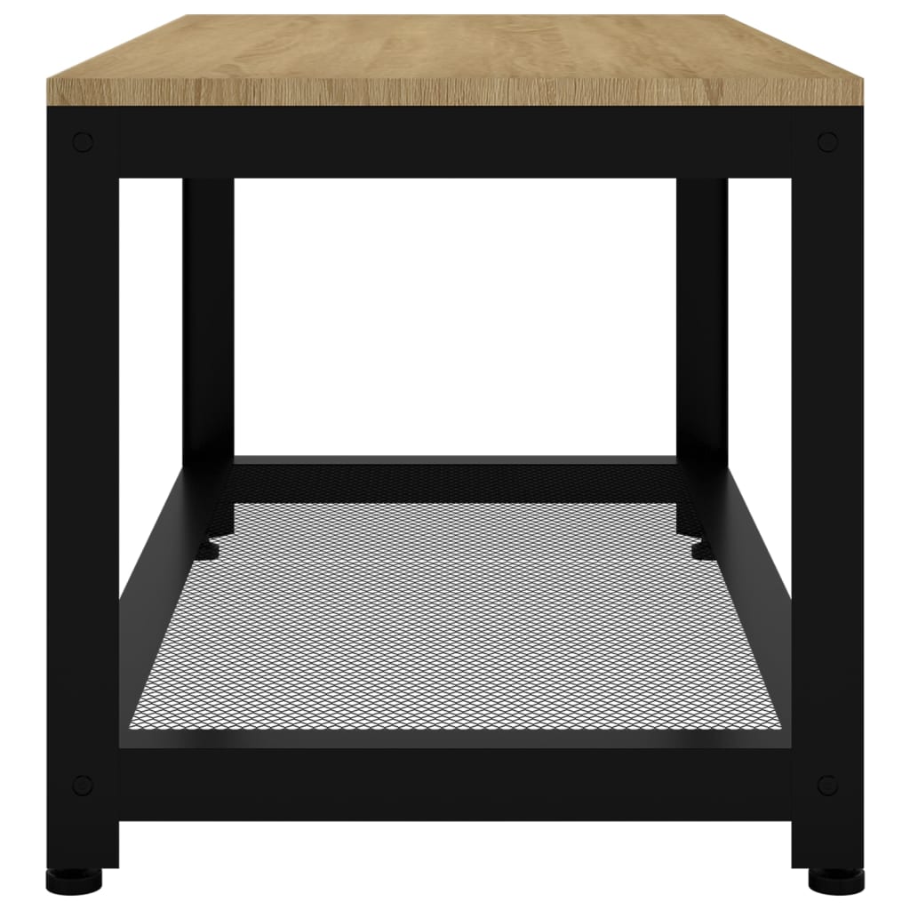 vidaXL Salontafel 90x45x45 cm MDF en ijzer lichtbruin en zwart