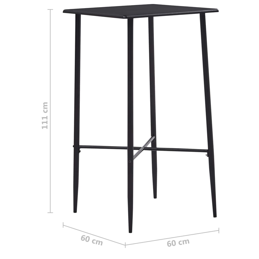 vidaXL Bartafel 60x60x111 cm MDF noir