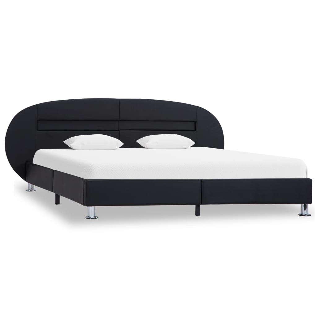 vidaXL LED Artificial Leather Bed Frame Black 180x200 cm
