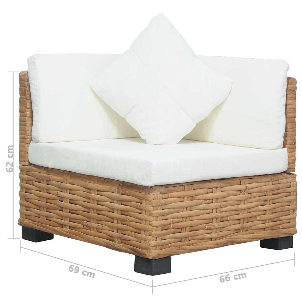 vidaXL Hoekbank met kussens natuurlijk rattan