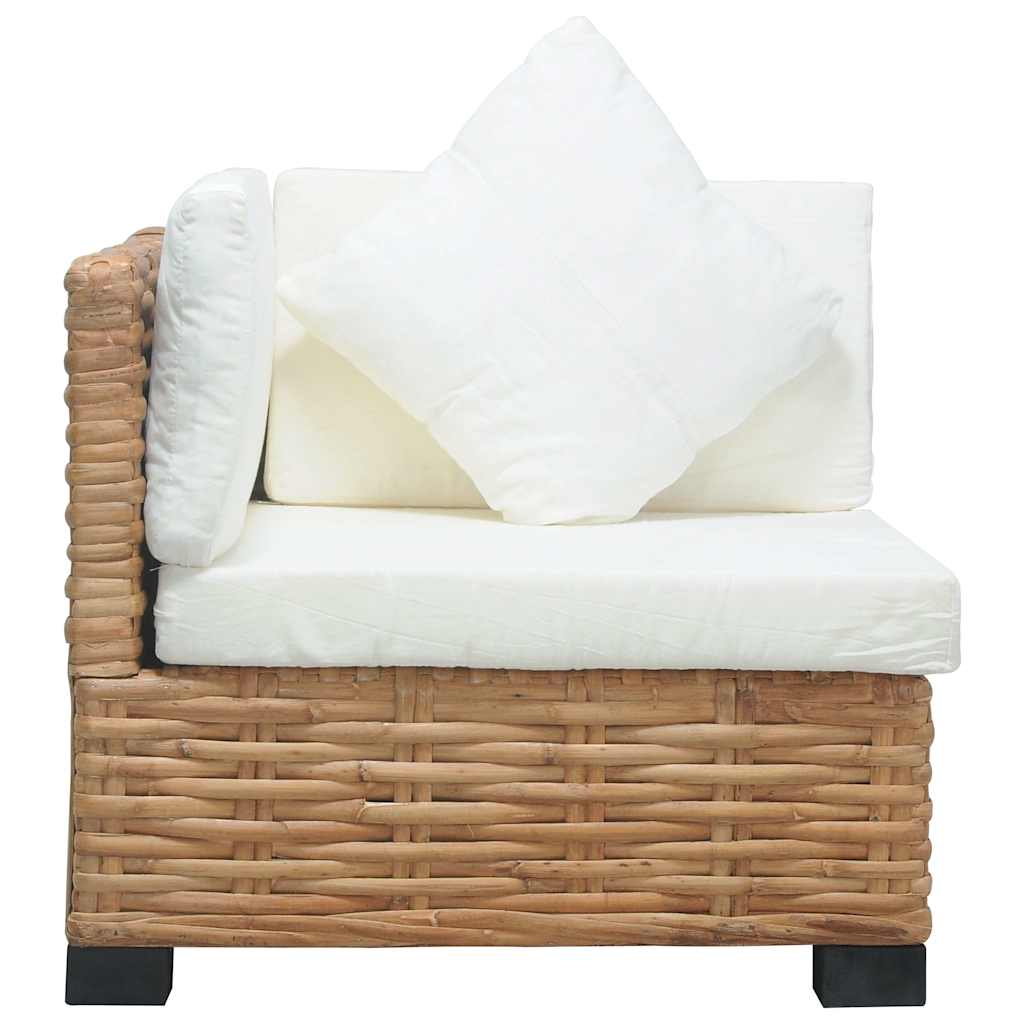 vidaXL Hoekbank met kussens natuurlijk rattan