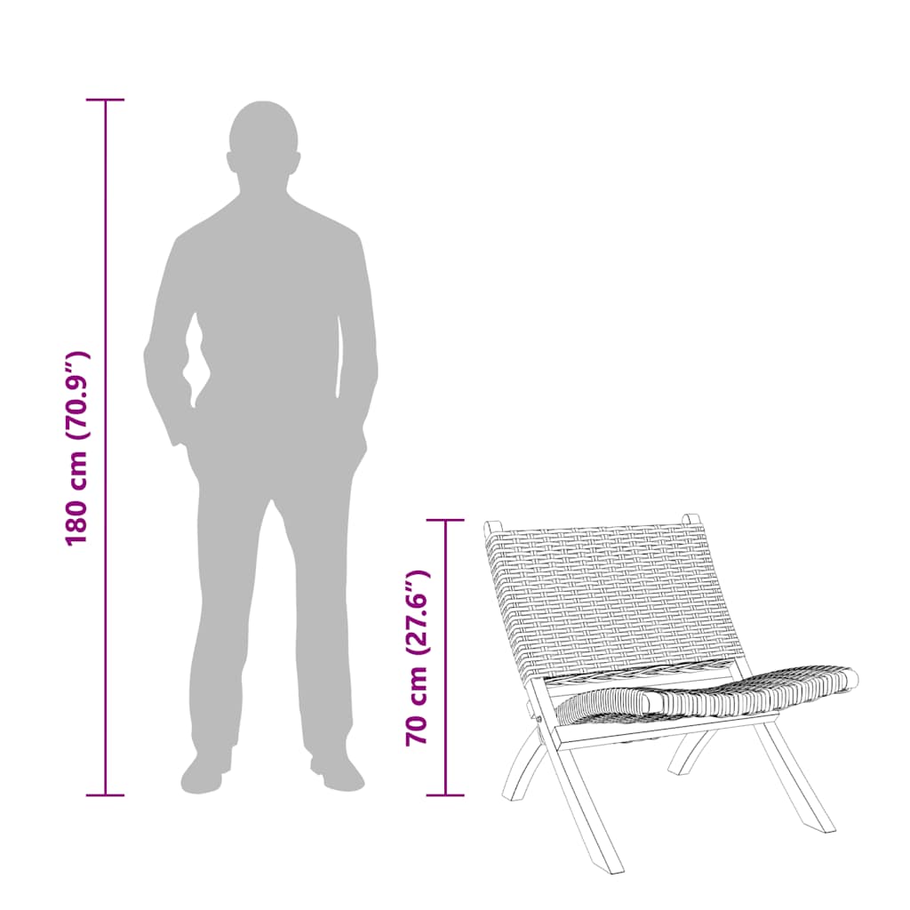 vidaXL Relaxstoel natuurlijk kubu rattan en massief mahoniehout wit
