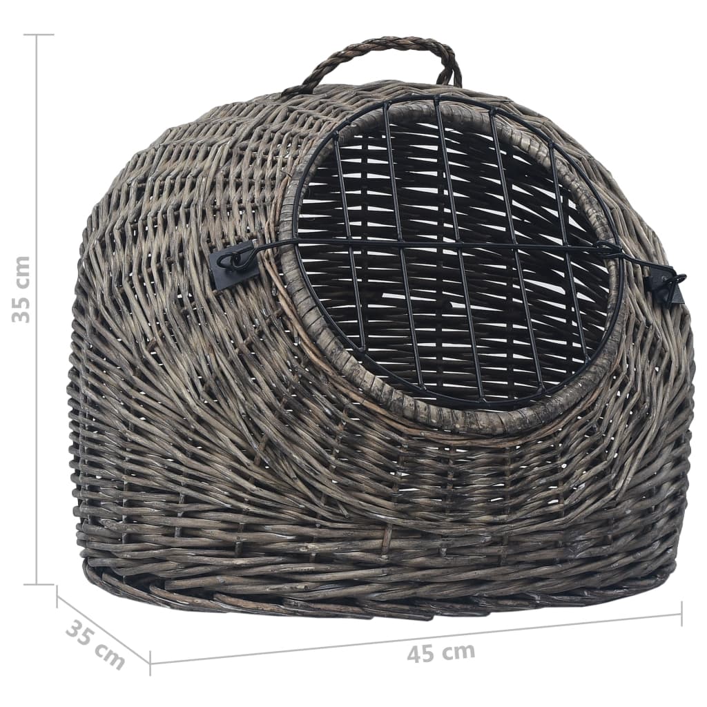 vidaXL Kattendrager 45x35x35 cm natuurlijk wilgenhout grijs