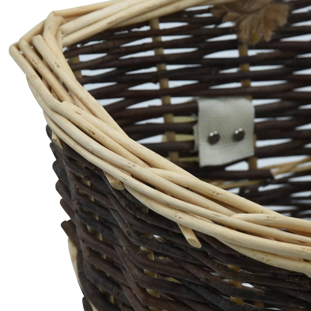 vidaXL Log Basket with Carry Handles 44.5x37x50 cm Natural Willow