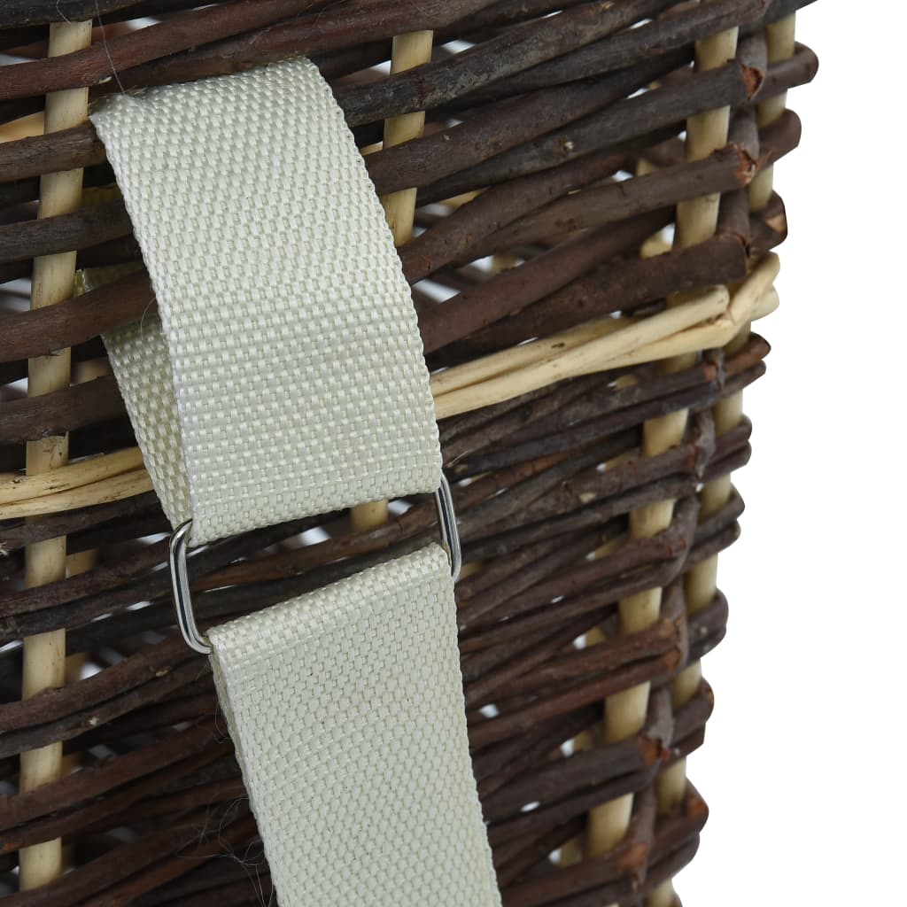 vidaXL Log Basket with Carry Handles 44.5x37x50 cm Natural Willow