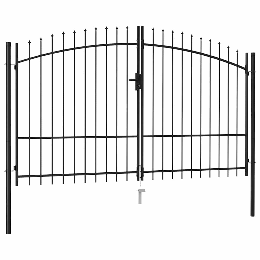 vidaXL Double Gate with Spear Top 299.5x224.5 cm Steel Black