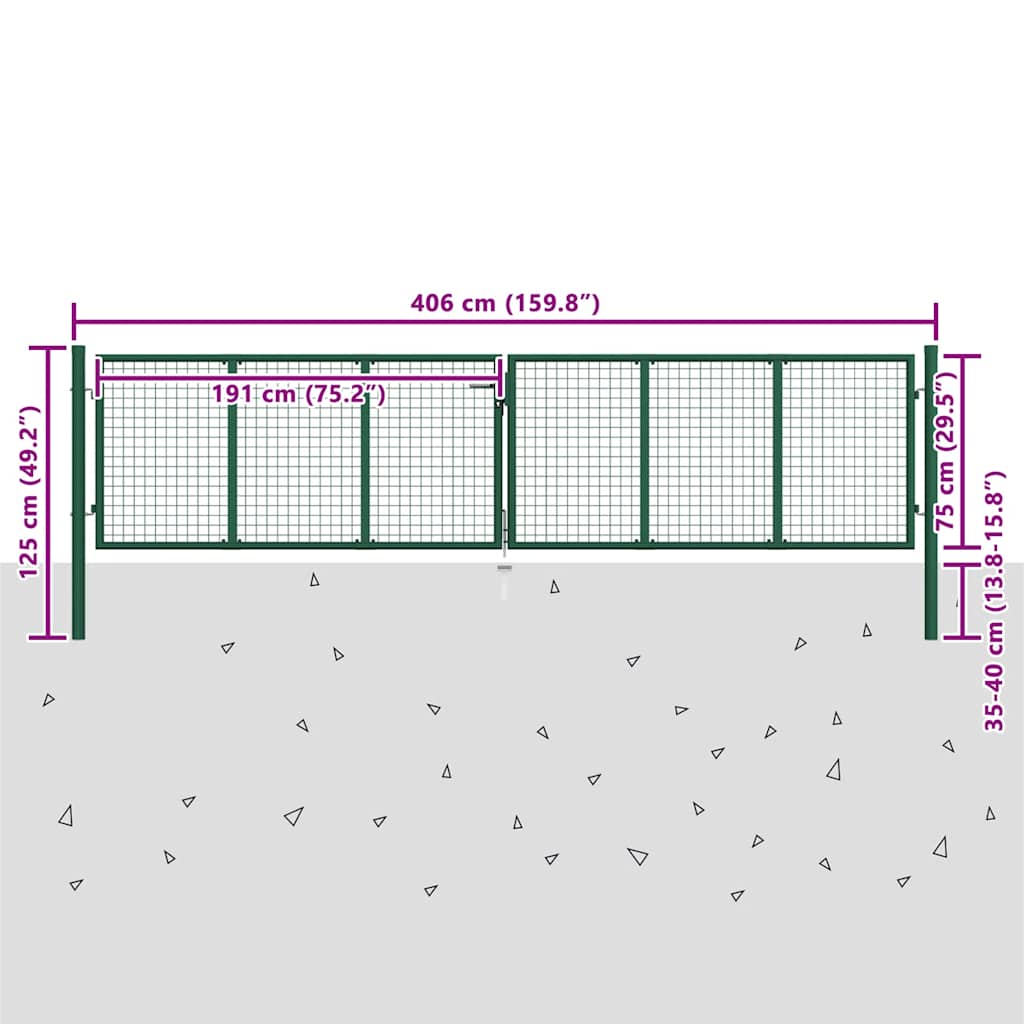 vidaXL Mesh Garden Fence Steel 400x75 cm Green