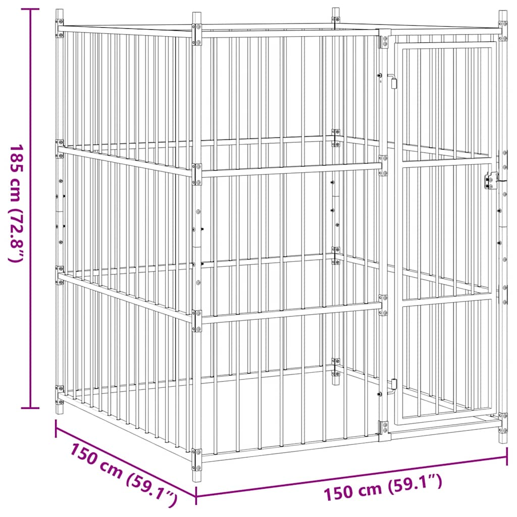 vidaXL Outdoor Dog Kennel 150x150x185 cm