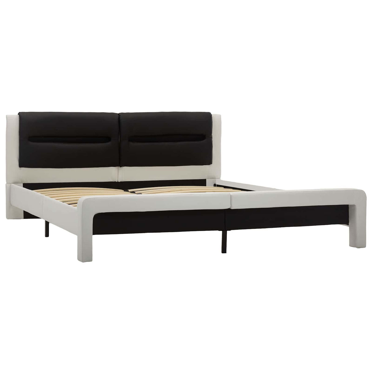 vidaXL Bed Frame with Headboard White and Black 120x200 cm Faux Leather