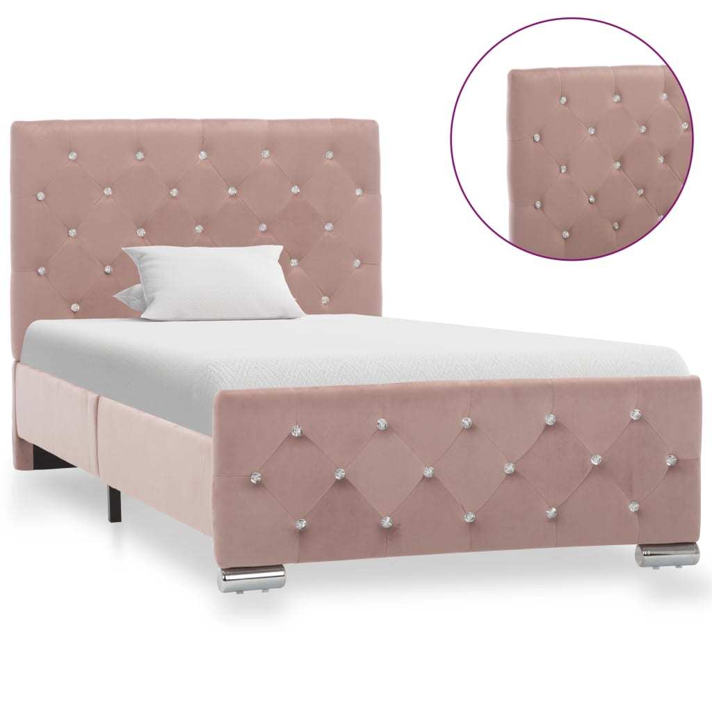 vidaXL Bed Frame Velvet Pink 90x200 cm