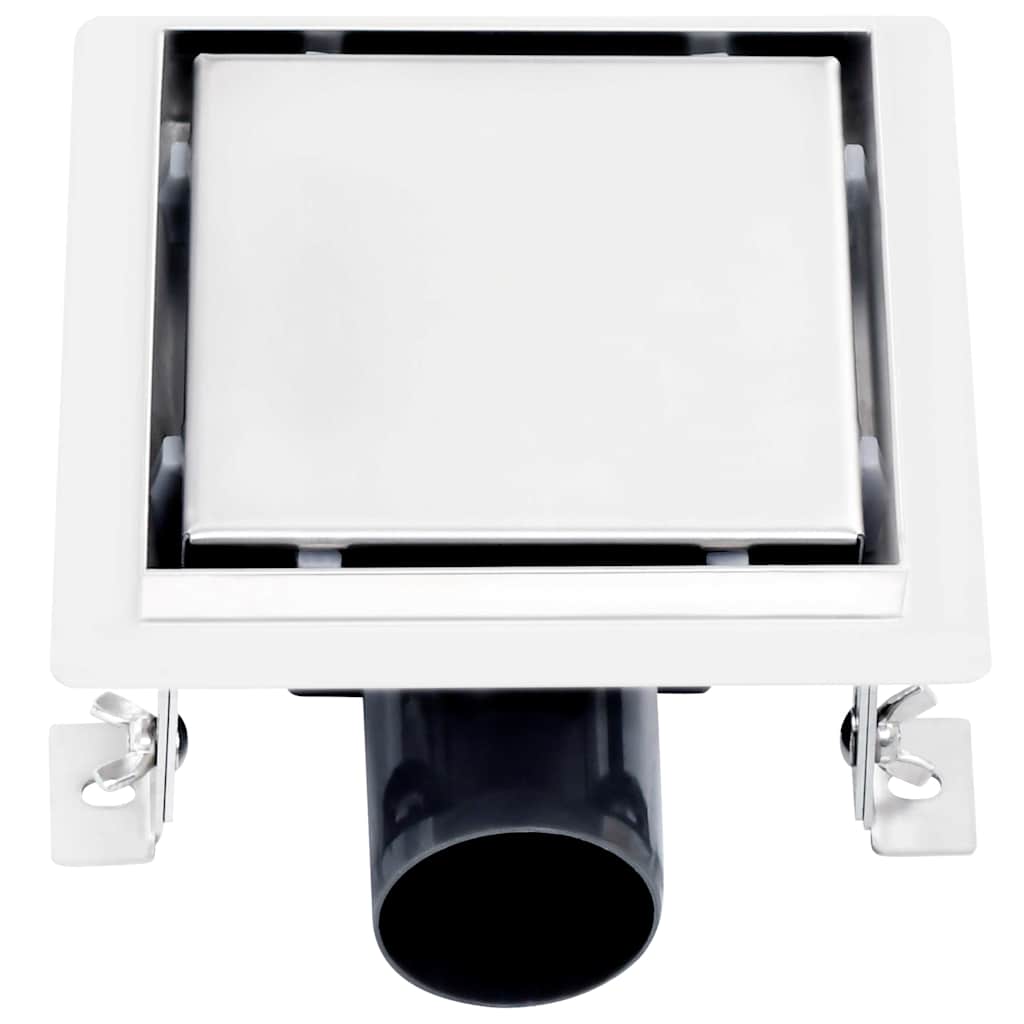 vidaXL Shower Drain with 2-in-1 Lids 15x15 cm Stainless Steel