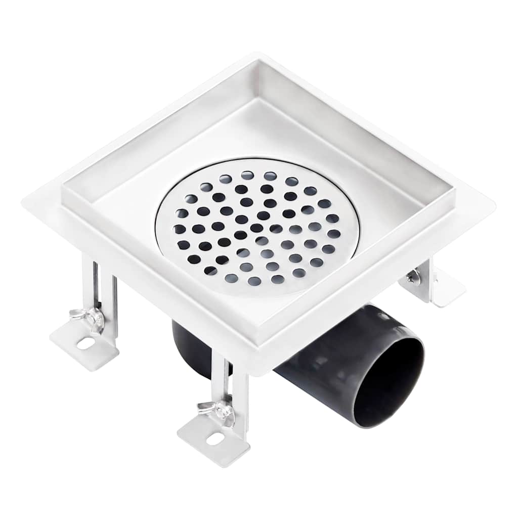 vidaXL Shower Drain with 2-in-1 Lids 15x15 cm Stainless Steel