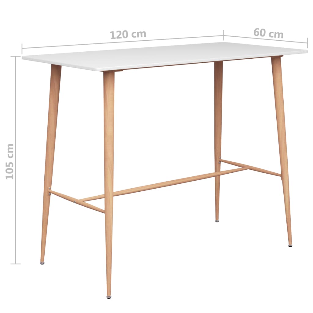 vidaXL Bar Table 120x60x105 cm white