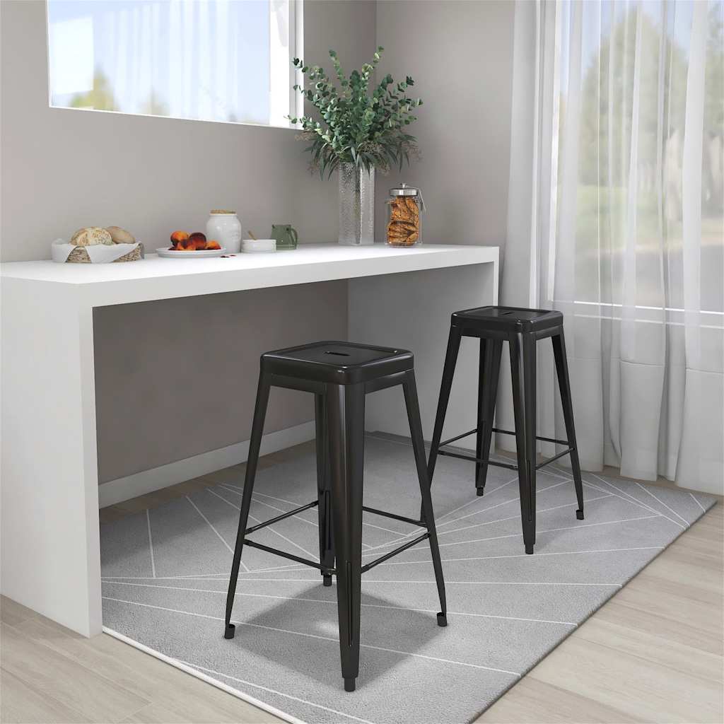 vidaXL Bar Stools 2 pcs stackable metal black