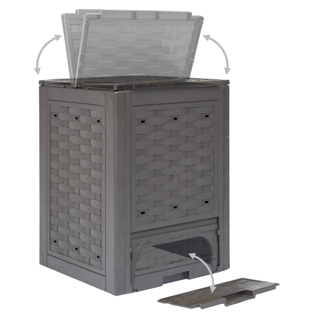 vidaXL Compostbakken 2 st 600 L 60x60x83 cm kunststof rattan bruin