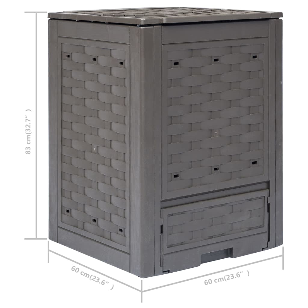 vidaXL Compostbakken 2 st 600 L 60x60x83 cm kunststof rattan bruin