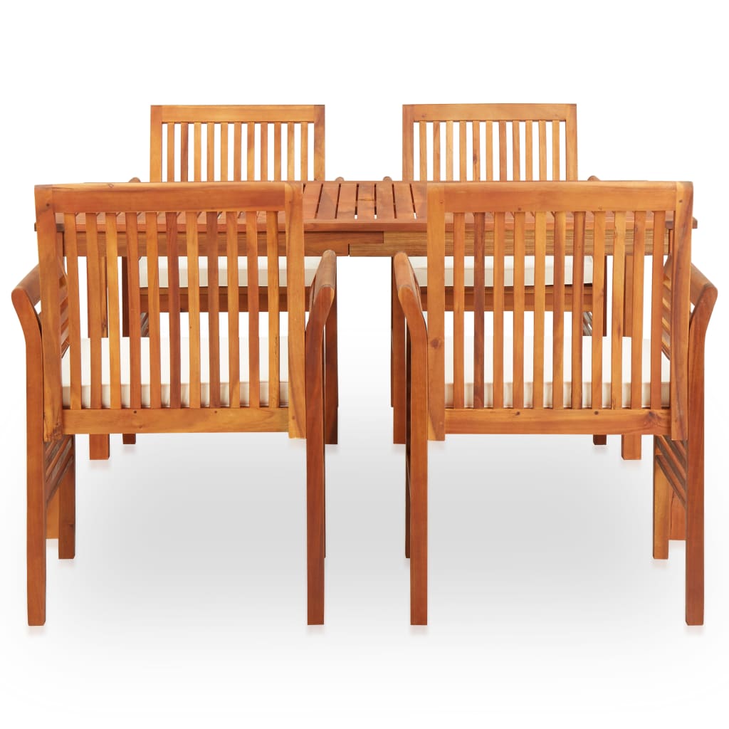 vidaXL 5-piece Garden Dining Set with Cushions Solid Acacia Wood