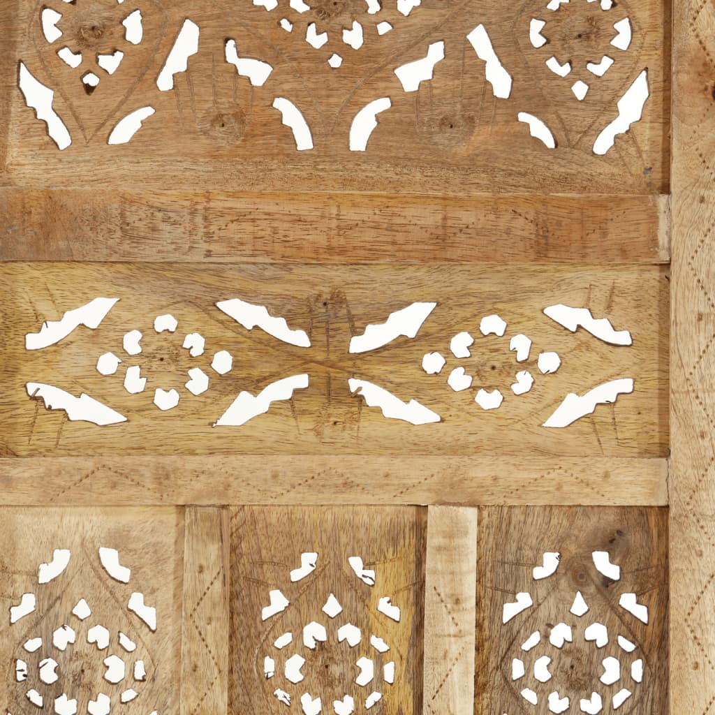 vidaXL Room Divider 3 Panels Hand-Carved 120x165 cm Solid Mango Wood