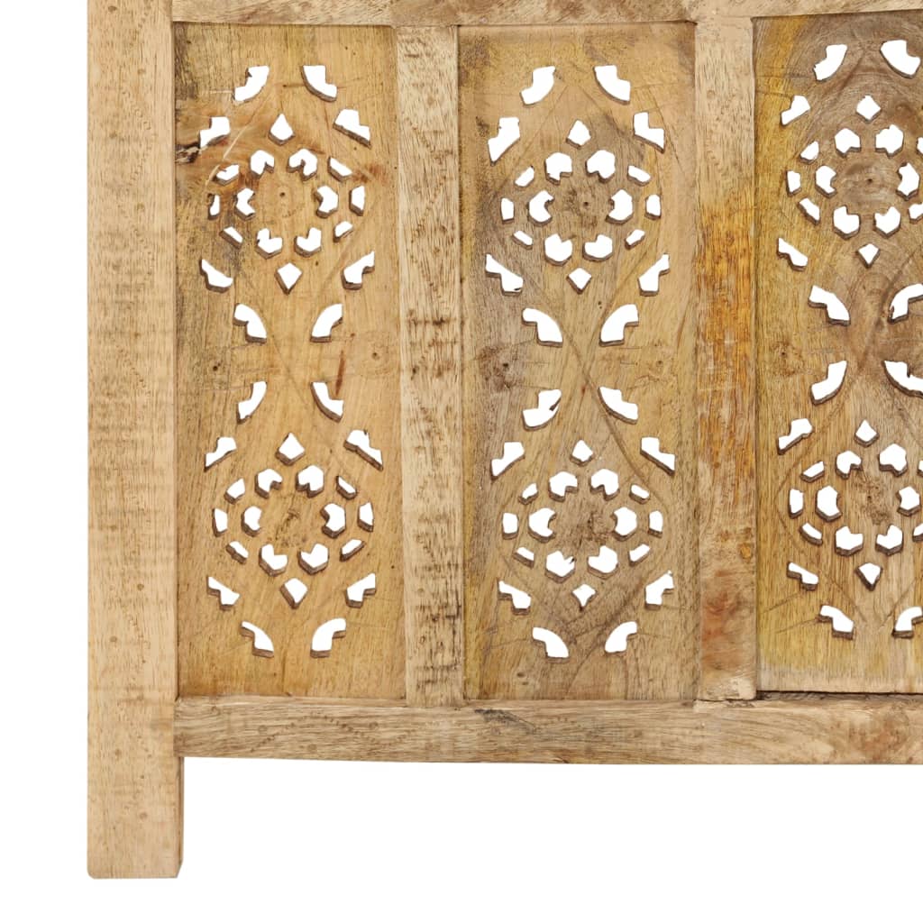 vidaXL Room Divider 3 Panels Hand-Carved 120x165 cm Solid Mango Wood