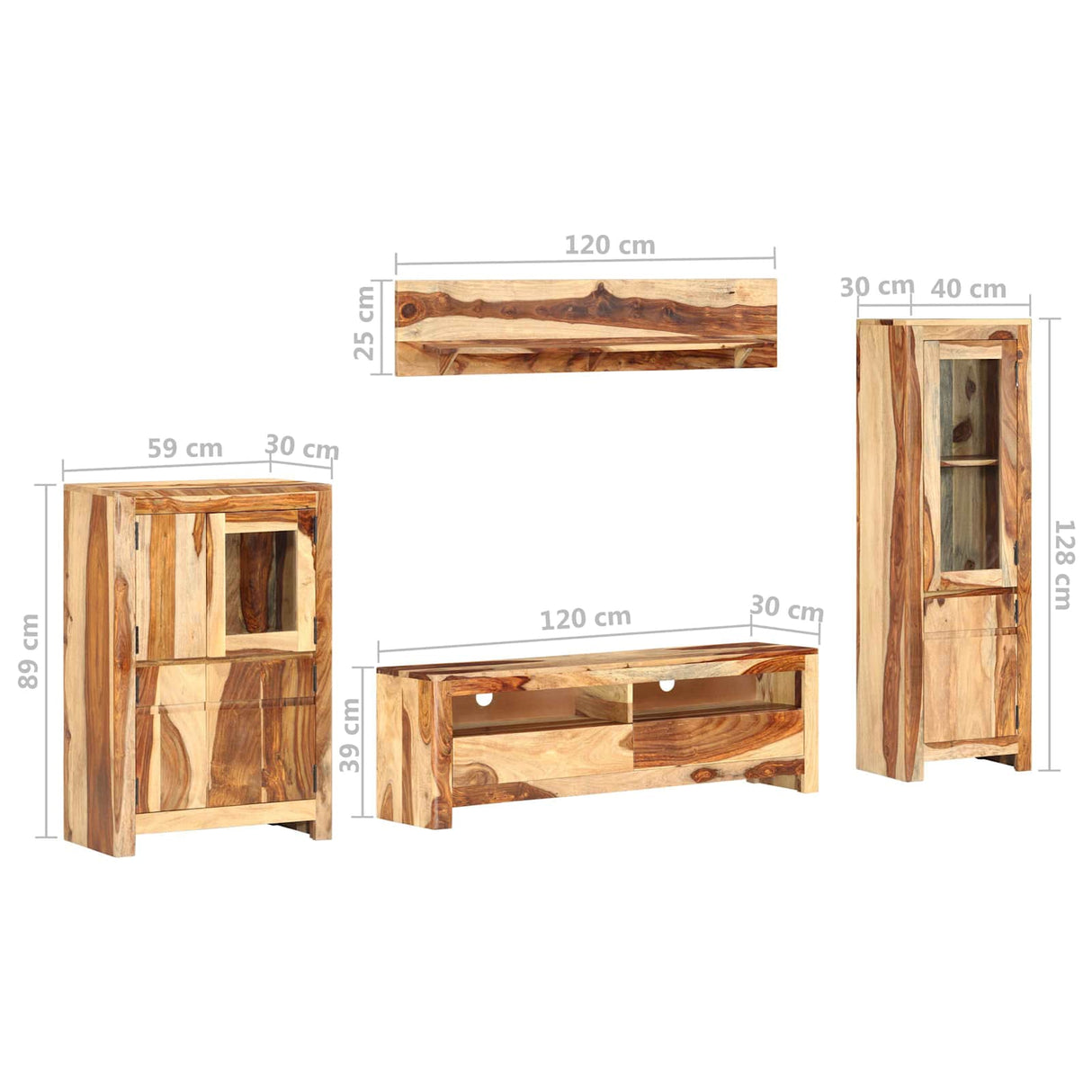 vidaXL TV Unit Set met lade Wandgemonteerd Bruin Hout