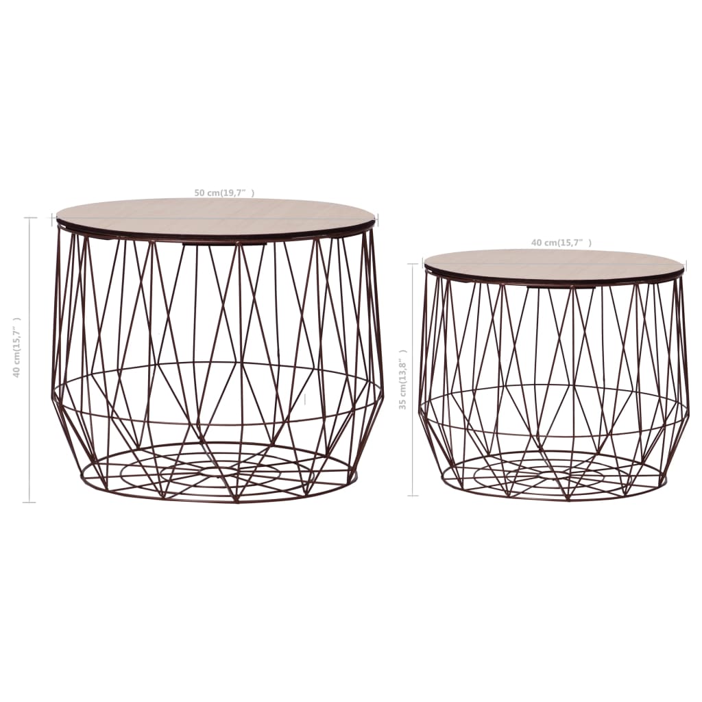 vidaXL Salontafels 2 st koperkleurig
