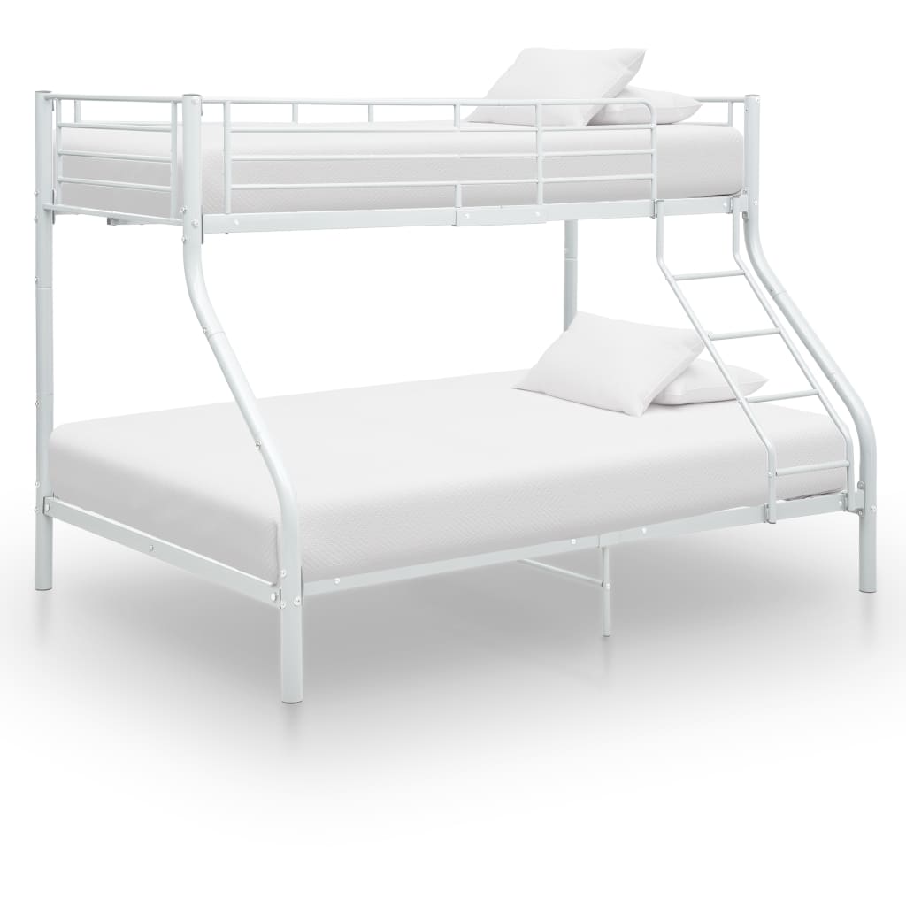 vidaXL Bunk Bed Frame Metal White 140x200 cm/90x200 cm