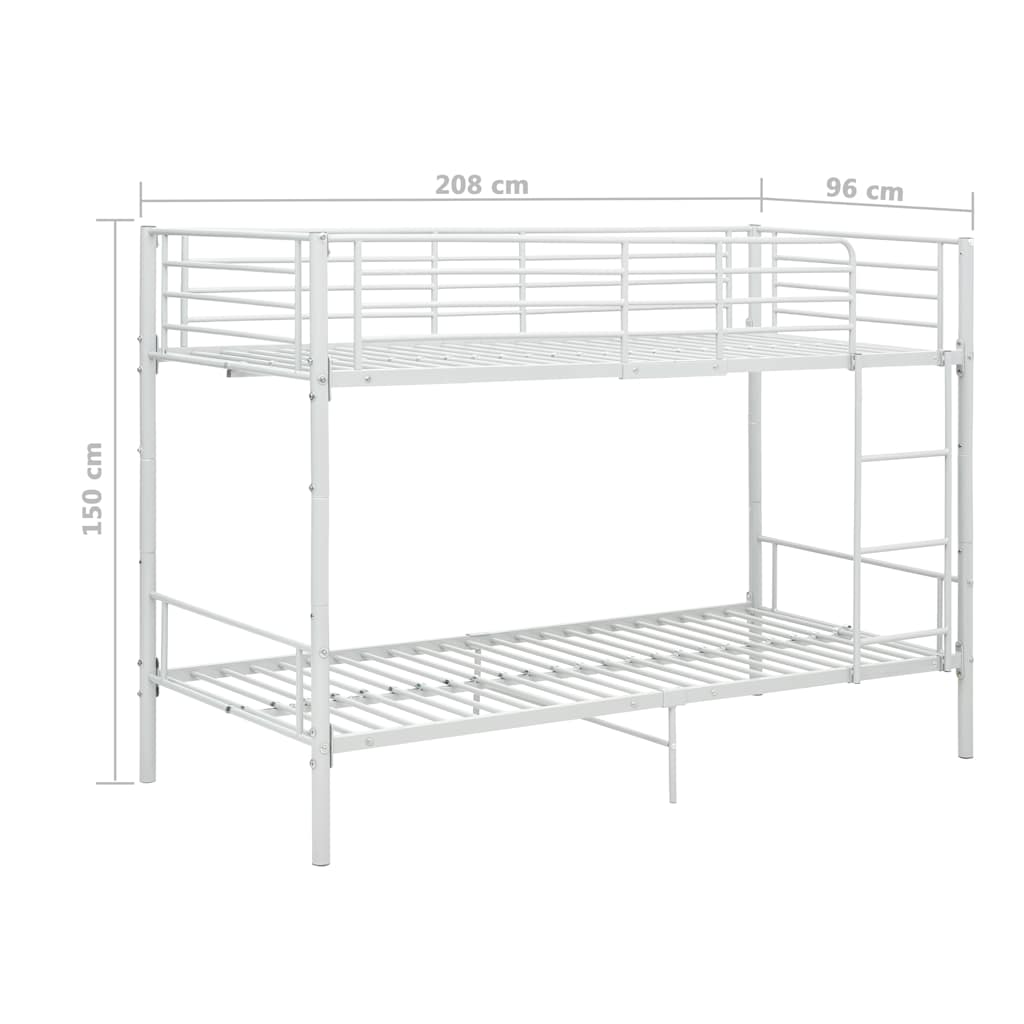 vidaXL Bunk Bed Metal White 90x200 cm