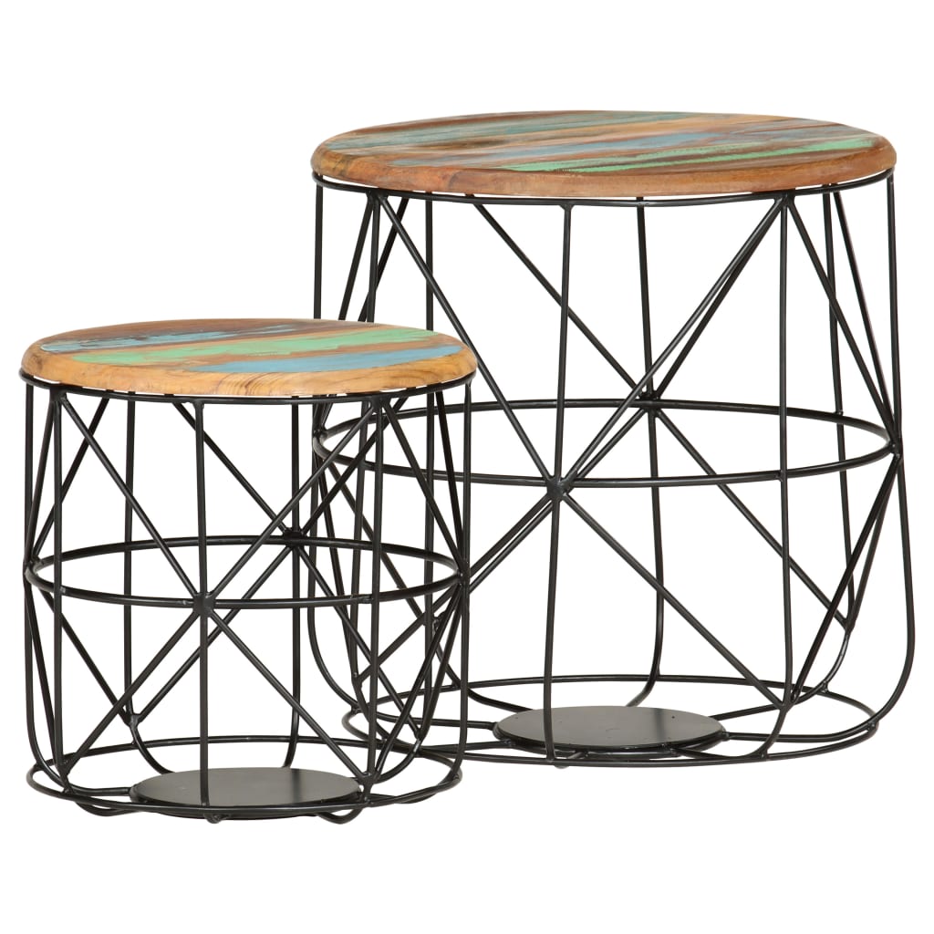 vidaXL Salontafels 2 st massief gerecycled hout