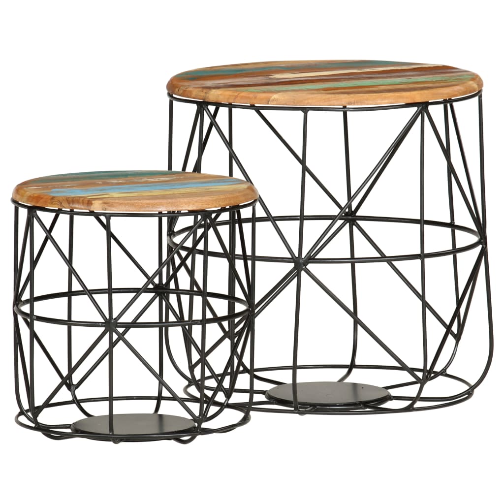 vidaXL Salontafels 2 st massief gerecycled hout