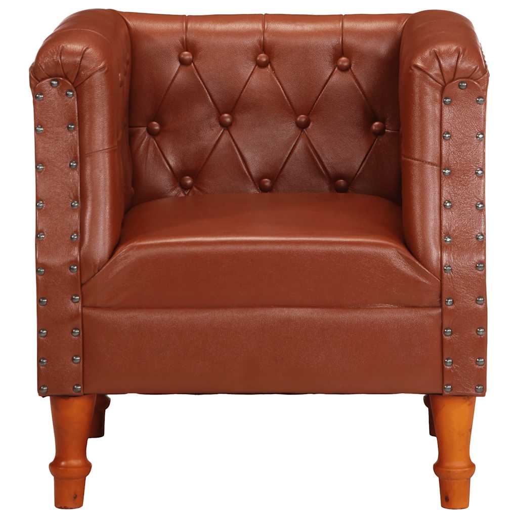 vidaXL Fauteuil echt leer bruin