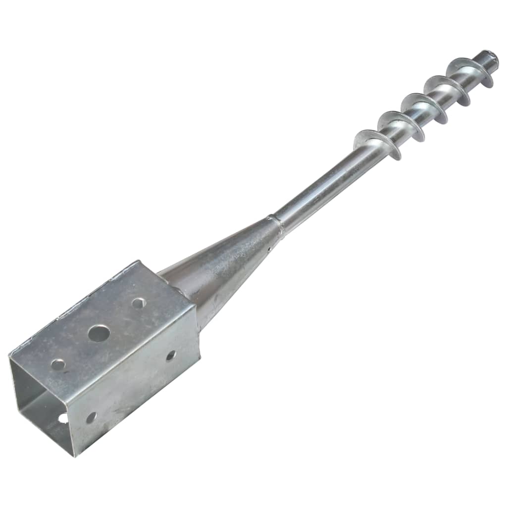 vidaXL Ground Spikes 2 pcs 7x7x56 cm galvanized steel silver-colored