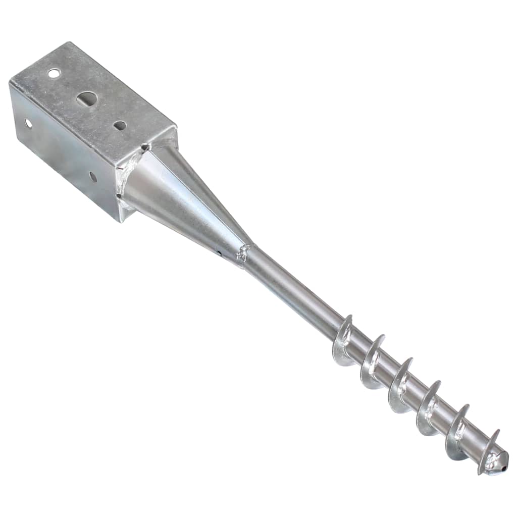 vidaXL Ground Spikes 2 pcs 7x7x56 cm galvanized steel silver-colored