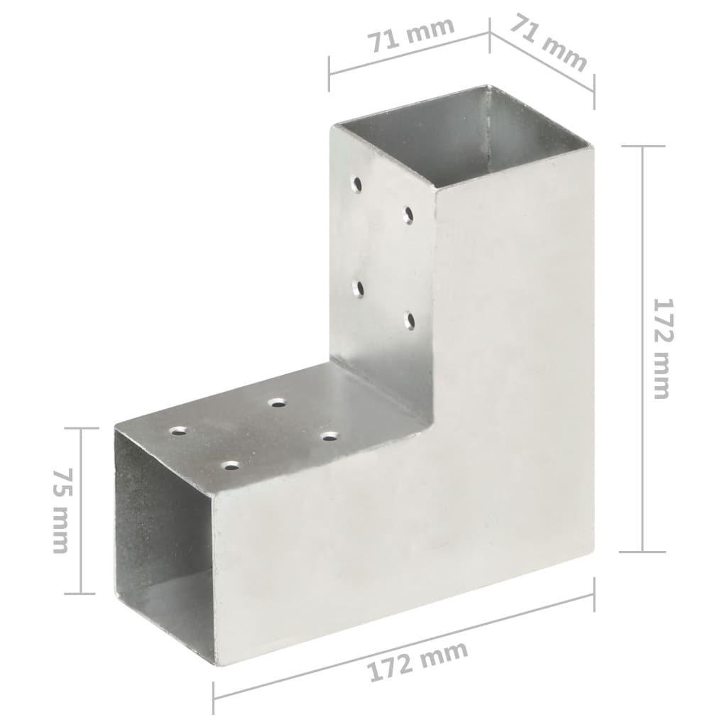 vidaXL Post Connector L-shape 71x71 mm Galvanized Metal
