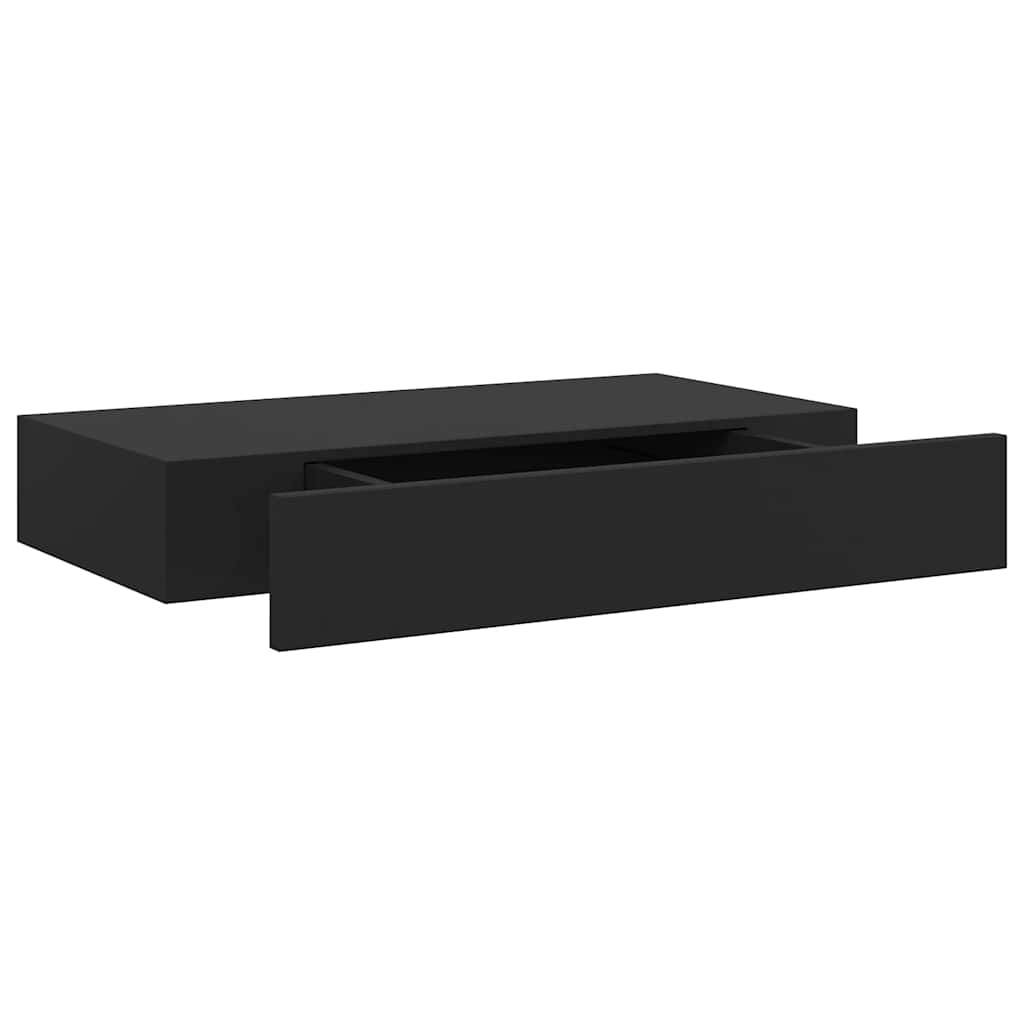 vidaXL Wandschap met lade zwevend 48x25x8 cm zwart