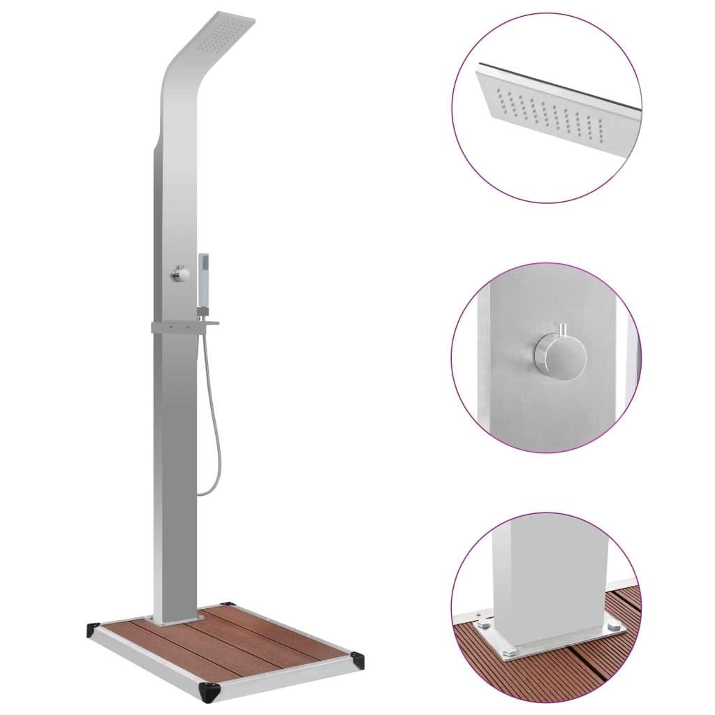 vidaXL Outdoor Shower with Tray HKC Stainless Steel
