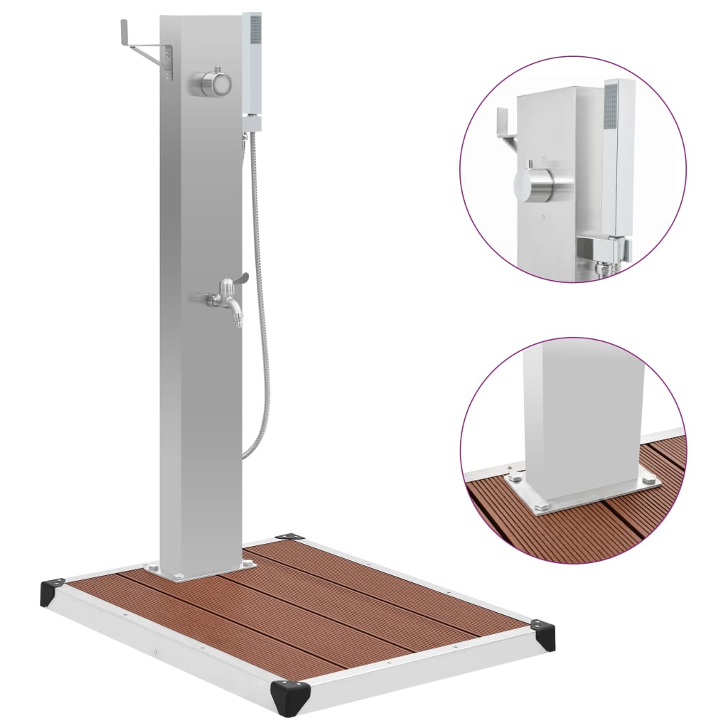 vidaXL Outdoor Shower with Tray HKC Stainless Steel