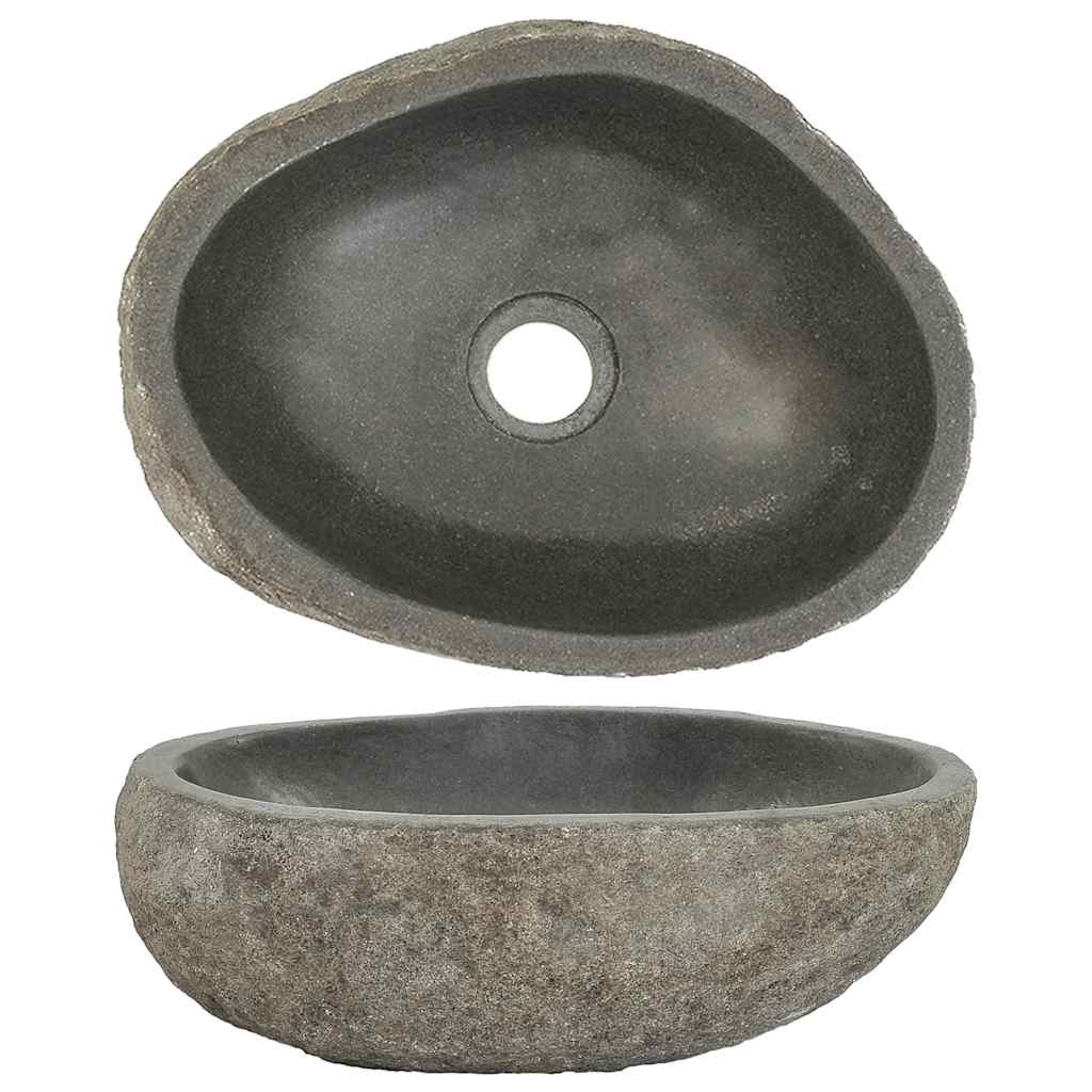 vidaXL Oval Wash Basin (29-38)x(24-31) cm River Stone