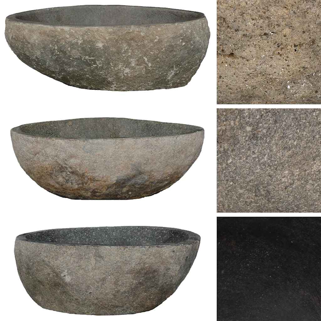 vidaXL Oval Wash Basin (29-38)x(24-31) cm River Stone