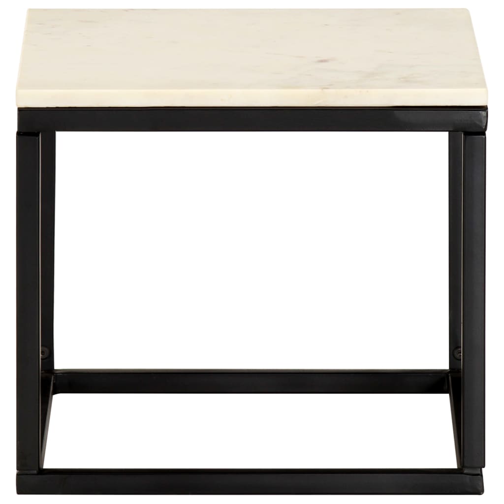 vidaXL Salontafel 40x40x35 cm echt steen met marmeren textuur wit