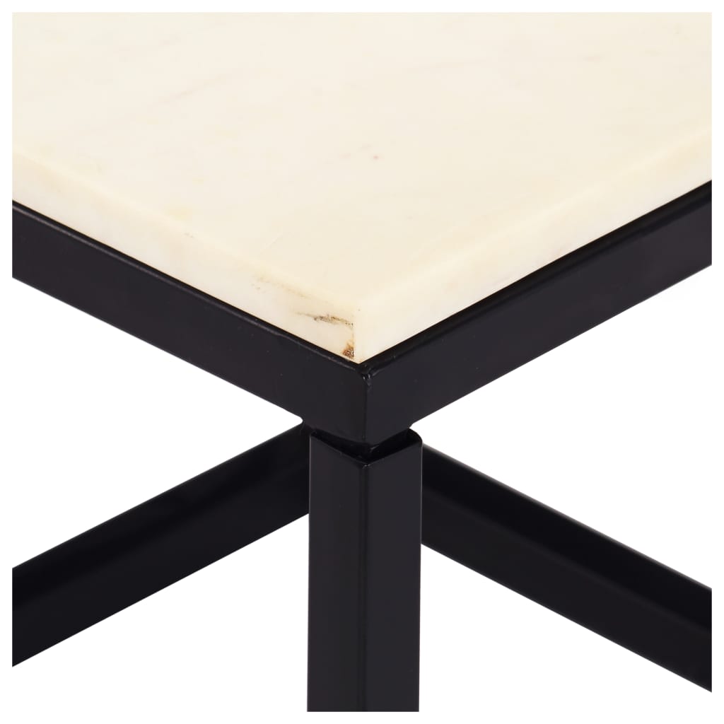 vidaXL Salontafel 40x40x35 cm echt steen met marmeren textuur wit