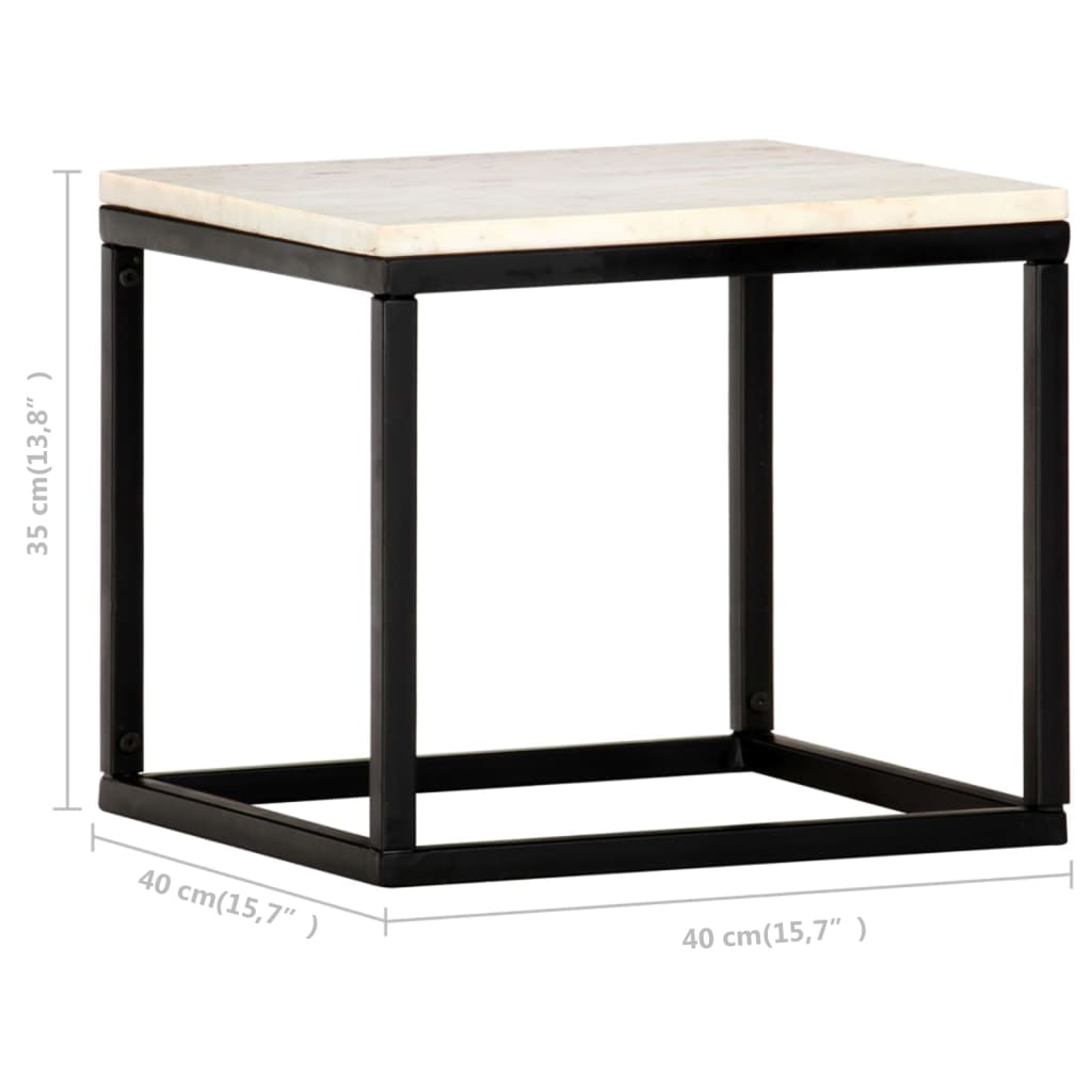 vidaXL Salontafel 40x40x35 cm echt steen met marmeren textuur wit