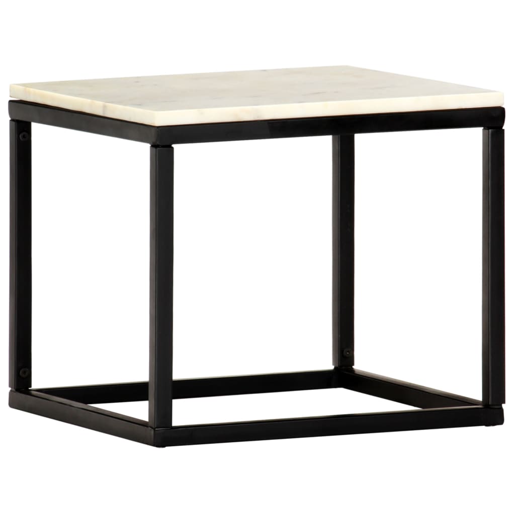 vidaXL Salontafel 40x40x35 cm echt steen met marmeren textuur wit